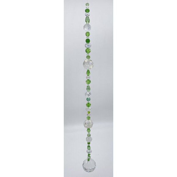 Beaded Suncatcher Green & Clear Crystal Prism Hanging Patio Decor Yard Art Tree - Picture 5 of 10